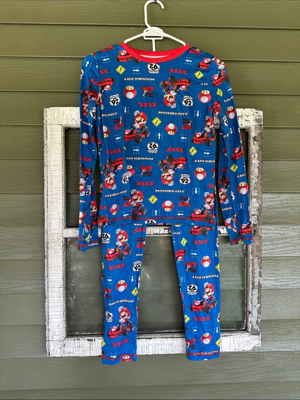 Cuddl Duds Blue Mario Kart Kids Pajama Set with Red Accents